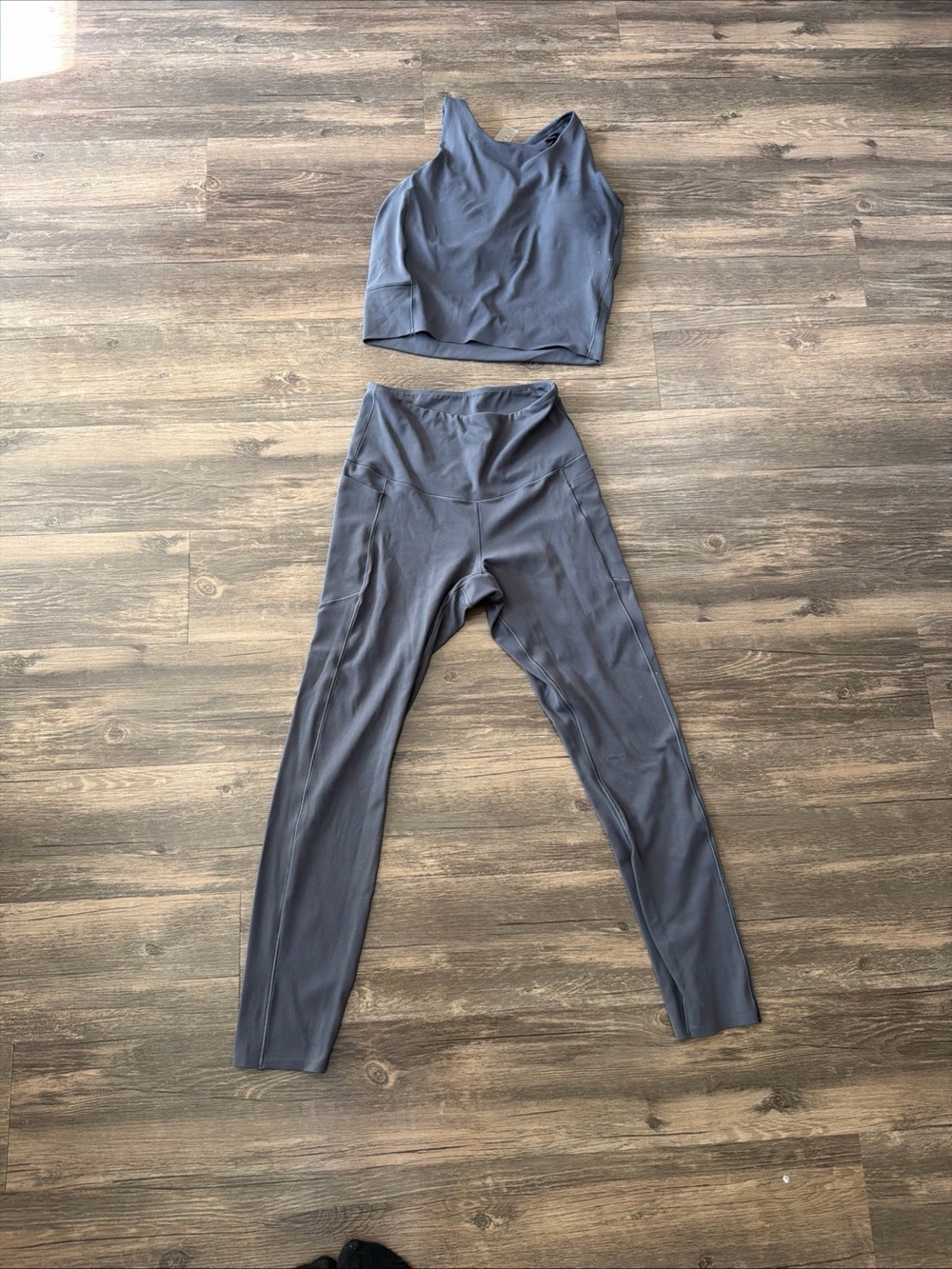 RHONE Slate Blue High-Rise Leggings with Cropped Tank
